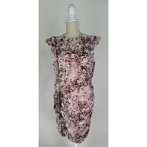 Express Womens Floral Ruched Ruffle Sleeve Mini Dress Size Large New Pink Short